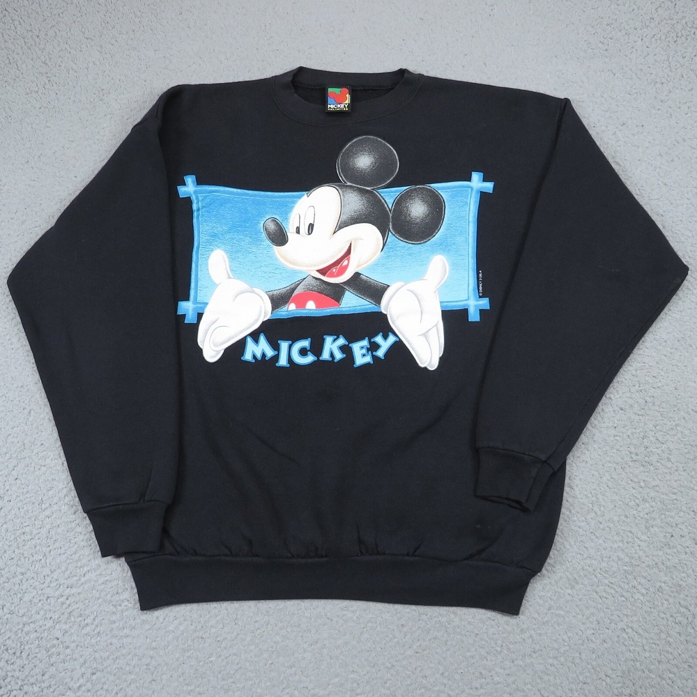 Vintage Mickey Unlimited Sweatshirt Mens Large Black 90s Disney Pullover USA